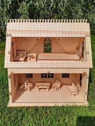 Макет "Двухэтажный деревянный игрушечный дом 2-этажный кукольный домик" 3