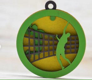 Макет "Волейбольная медаль многослойная экологичная деревянная медаль" 0