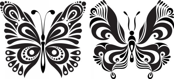 Макет "Черно-белые бабочки татуировки" 0