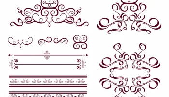 Макет "Набор векторного дизайна каллиграфического декора с кривыми линиями"