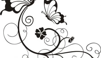 Макет "Вихревая бабочка и цветок в черно-белом цвете"