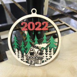 Макет "Новый год 2022 деревянный подвесной кулон" 0