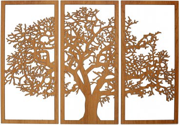 Макет "Дерево жизни 3 панели деревянная стена украшение" 2