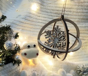 Макет "Новый год снежинка шар подвесной орнамент" 0