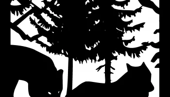 Макет "24 x 24 лиса деревья горы плазменный арт дизайн"