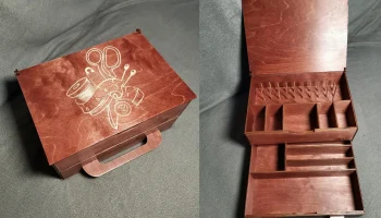 Макет "Шпулька для ниток коробка для швейного набора деревянная коробка для хранения"