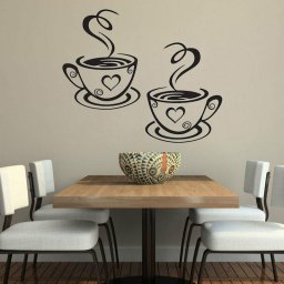 Макет "Пара кофейных чашек кафе чай наклейки на стену кафе арт" 1