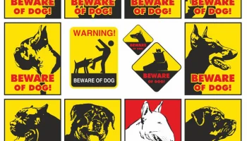 Макет "Векторный набор предупреждающих знаков Осторожно, собака!"