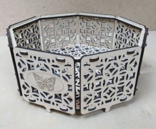 Макет "Деревянная восьмиугольная коробка для хранения декоративная упаковочная коробка" 0