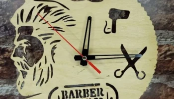 Макет "Деревянные настенные часы для парикмахеров"