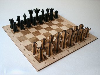 Макет "Деревянная шахматная доска и фигуры 3d" 0
