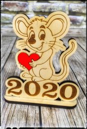 Макет "С новым годом 2020 мышь с сердцем" 0