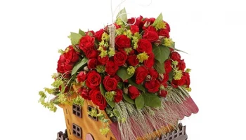 Макет "Украшения для дня Святого Валентина в форме домика для цветов"