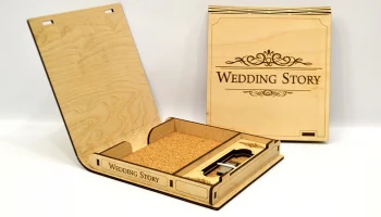 Макет "Деревянная коробка свадебная кривая"