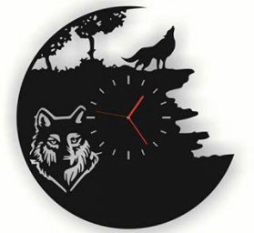 Макет "Виниловые часы волк cdr" 0