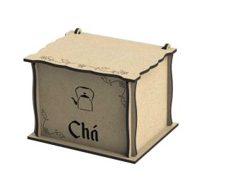 Макет "Деревянная коробка для чая с гравировкой и крышкой" 0