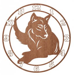 Макет "Настенные часы с гравировкой волк" 0