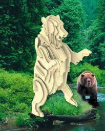 Макет "Медведь гризли 3d деревянный пазл" 0