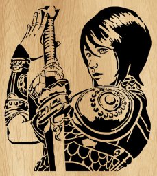 Макет "Девушка с мечом настенный арт декор" 0