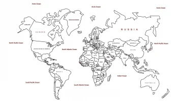 Макет "Карта мира с названиями стран"