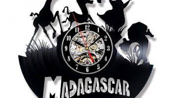 Макет "Настенные часы с виниловой пластинкой на тему Мадагаскара"