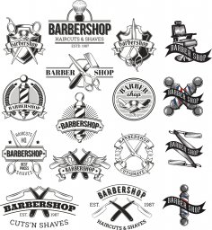Макет "Набор логотипов для парикмахерской" 0