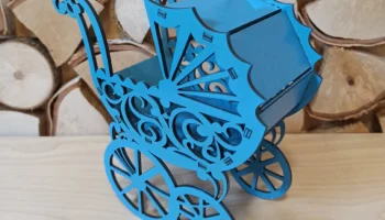 Макет "Свадебные сувениры в виде коляски с коляской для детского душа"