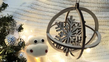 Макет "Новый год снежинка шар подвесной орнамент"