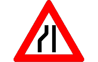 Макет "Дорожный знак узкая дорога слева" 0
