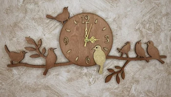 Макет "Птицы на ветке настенные часы"