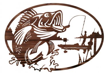 Макет "Шаблон для настенного декора в виде фрески с рыбаком" 0