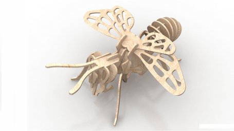 Макет "Пчела 6 мм деревянное насекомое 3d пазл" 0