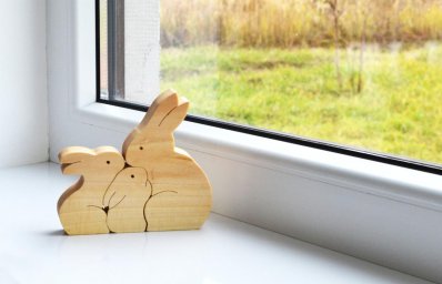 Макет "Деревянный кролик головоломка кролик семья пасха дети подарок игрушки" 2