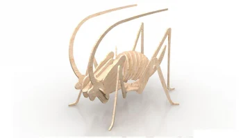Mock-up "Grasshopper 1.5mm insect 3d wooden puzzle"