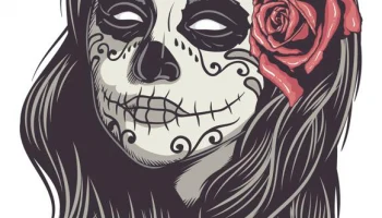 Макет "Мексиканский череп женщина векторное украшение"