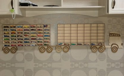 Макет "Деревянный грузовик игрушечный автомобиль полка для хранения 3 мм" 0