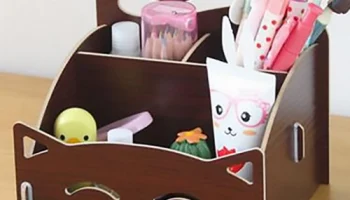 Макет "Симпатичный кот деревянный ящик для хранения офисный настольный косметический органайзер"