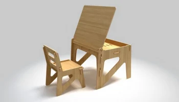 Макет "Деревянный учебный стол для детей"