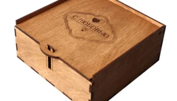 Макет "деревянная подарочная коробка с крышкой и замком cnc"