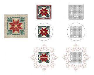 Макет "Деревянные заготовки для вышивания крестом снежинка круг квадрат орнамент" 0