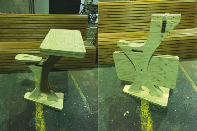 Детская деревянная парта с приставным сиденьем 0