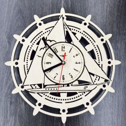 Макет "Корабельное колесо деревянные морские настенные часы" 0
